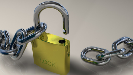 metal chain with unlocked padlock