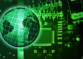 Futuristic image of globe and digital data