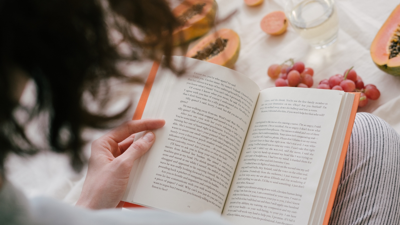 Woman reading book