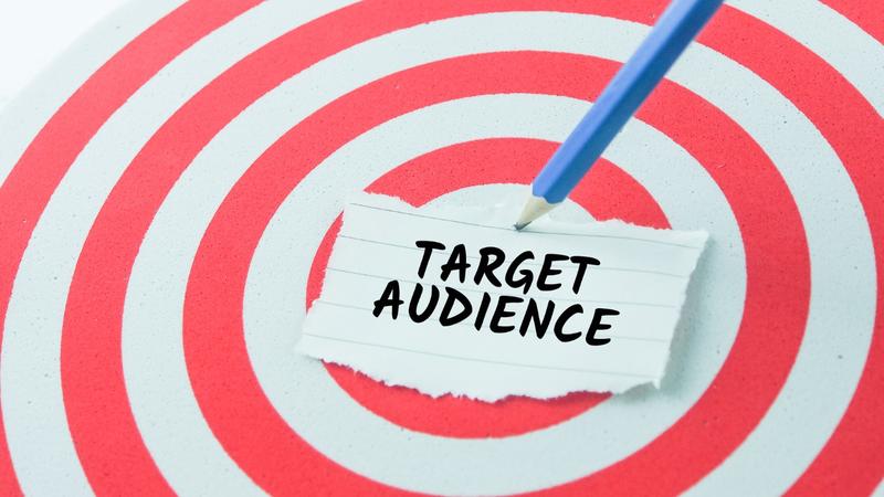 Target audience written in the bullseye of a target