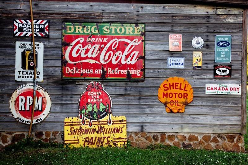 old fashioned enamel advertising signs