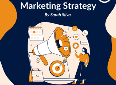 Promotional graphic for 'Foundations of Marketing Strategy' course by Sarah Silva