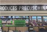 Inside a supermarket. Above the shelving it reads "products prescuschina"