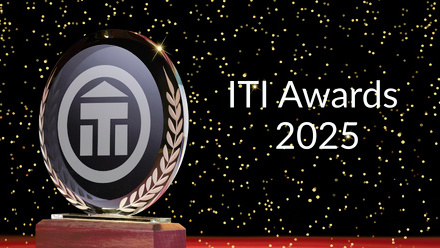 Glass trophy showing ITI Awards 2025